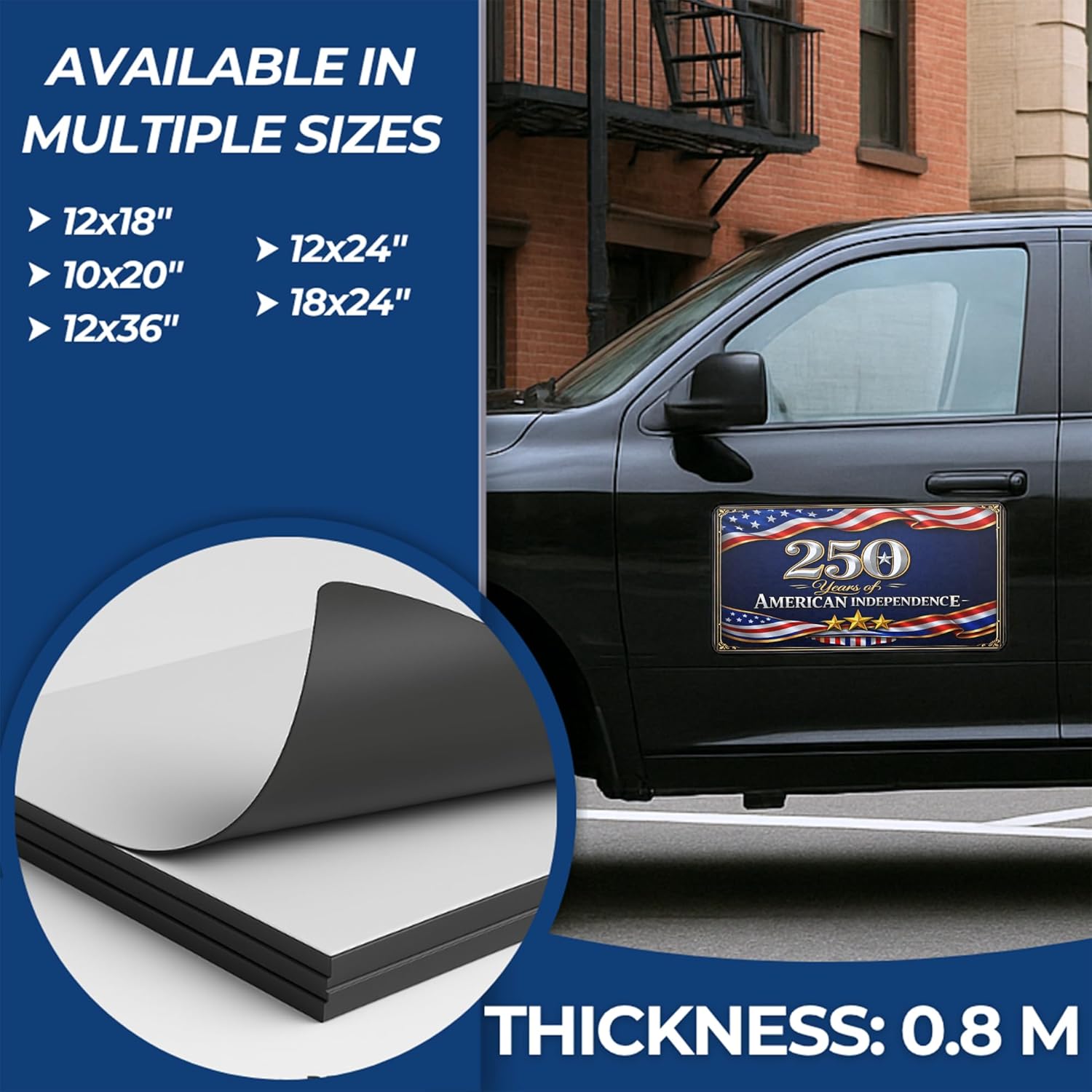 250th Anniversary of USA Independence Car Magnet Sign by DC | Flexible Car Magnetic Sheet with Adhesive Backing | 18"x24" Bumper Magnet Sticker for Vehicles, Trucks Advertising | 2 PC | Made in USA