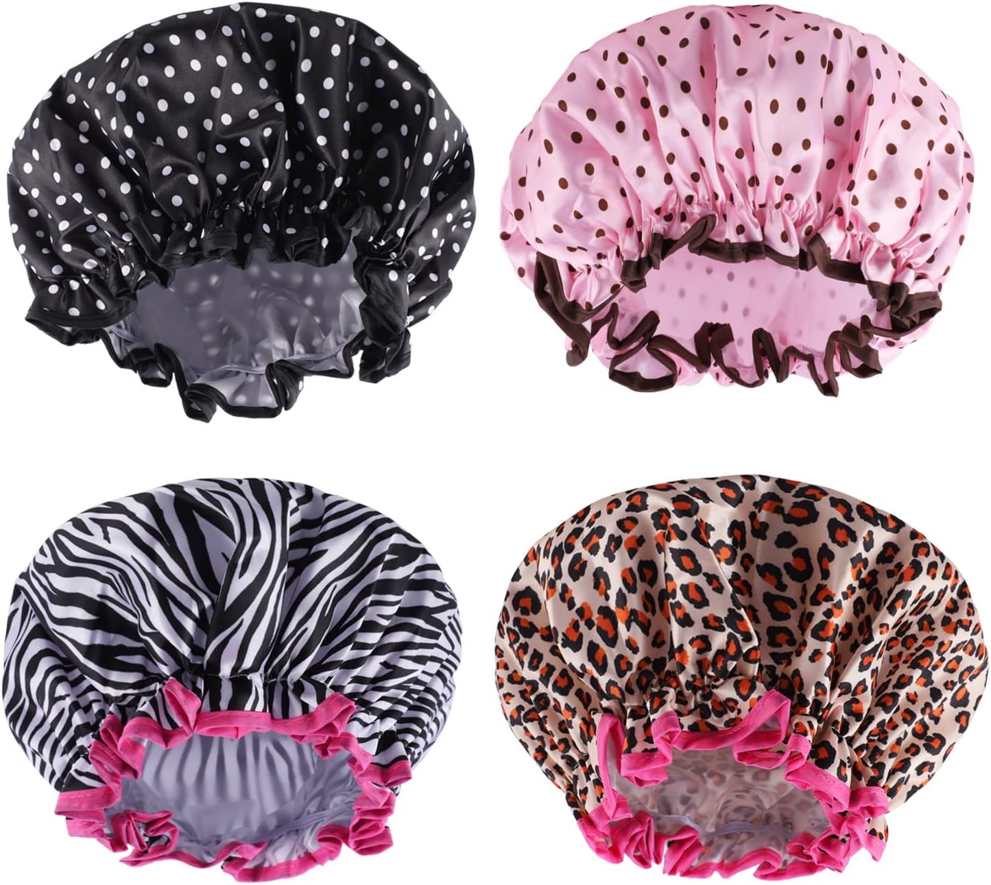 NAIHOD 3 Pieces Shower Cap,Reusable Shower Caps Waterproof