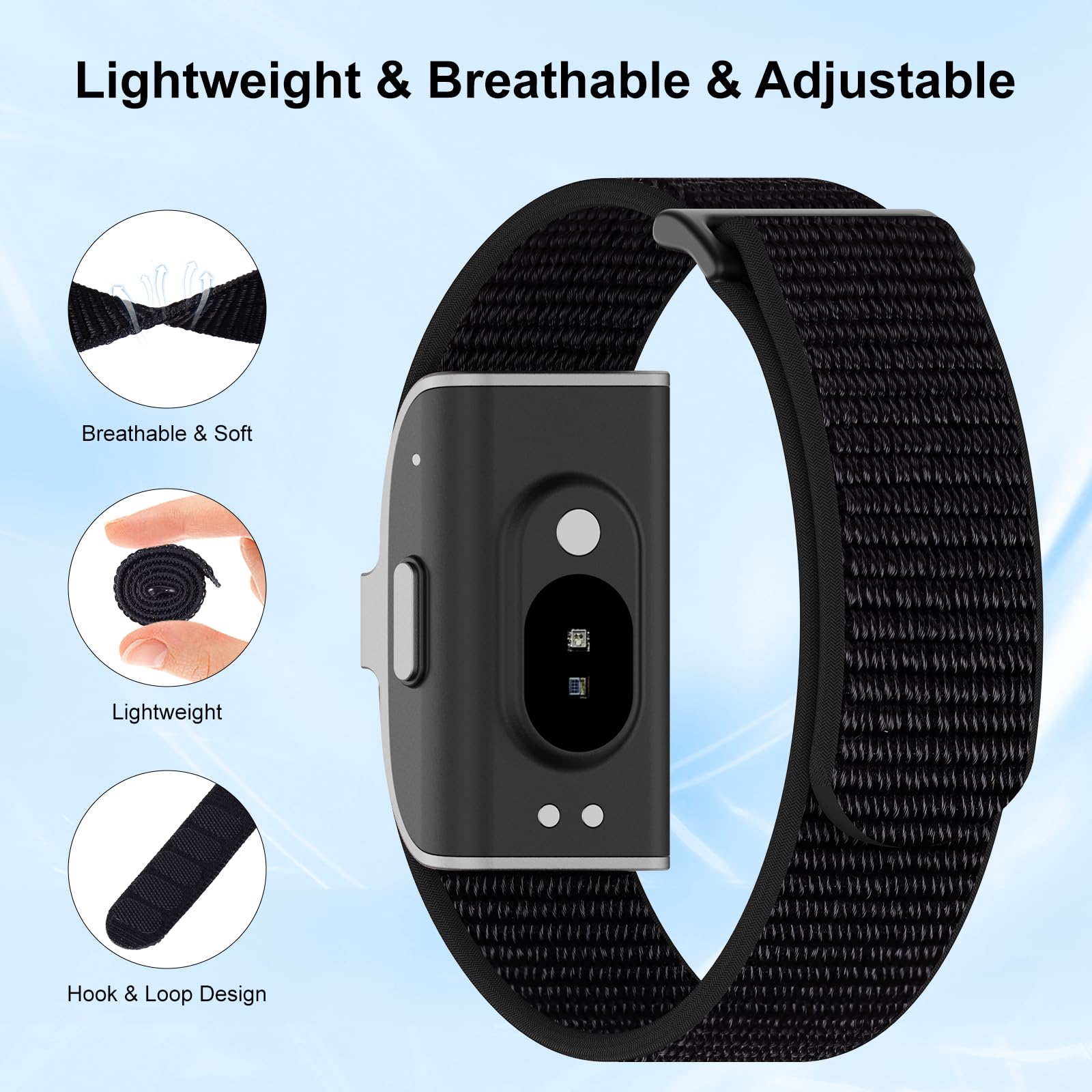 ZOOROO Cinturino di ricambio in nylon compatibile con Hume Health, morbido cinturino regolabile traspirante per Hume Band cinturino di ricambio per fitness tracker donne uomini