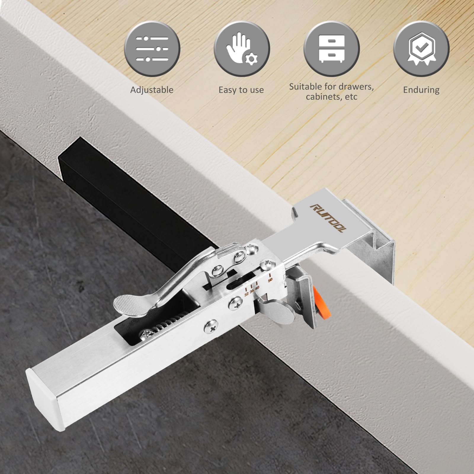 Adjustable Drawer Fixing Clamp, Drawer Front Installation Clamps, Universal Stainless Steel Fixing Clips, Drawer Front Installation Clip for Easy and Fast Drawer Front Panel Installation (2)