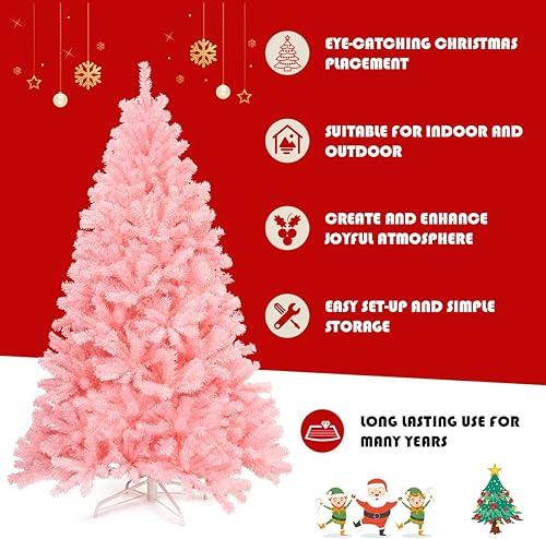 Miniatura 169 de Goplus Árbol de Navidad negro sin luz de 7.5 pies, árbol de Halloween artificial con 1258 puntas de rama, soporte de metal, árbol completo