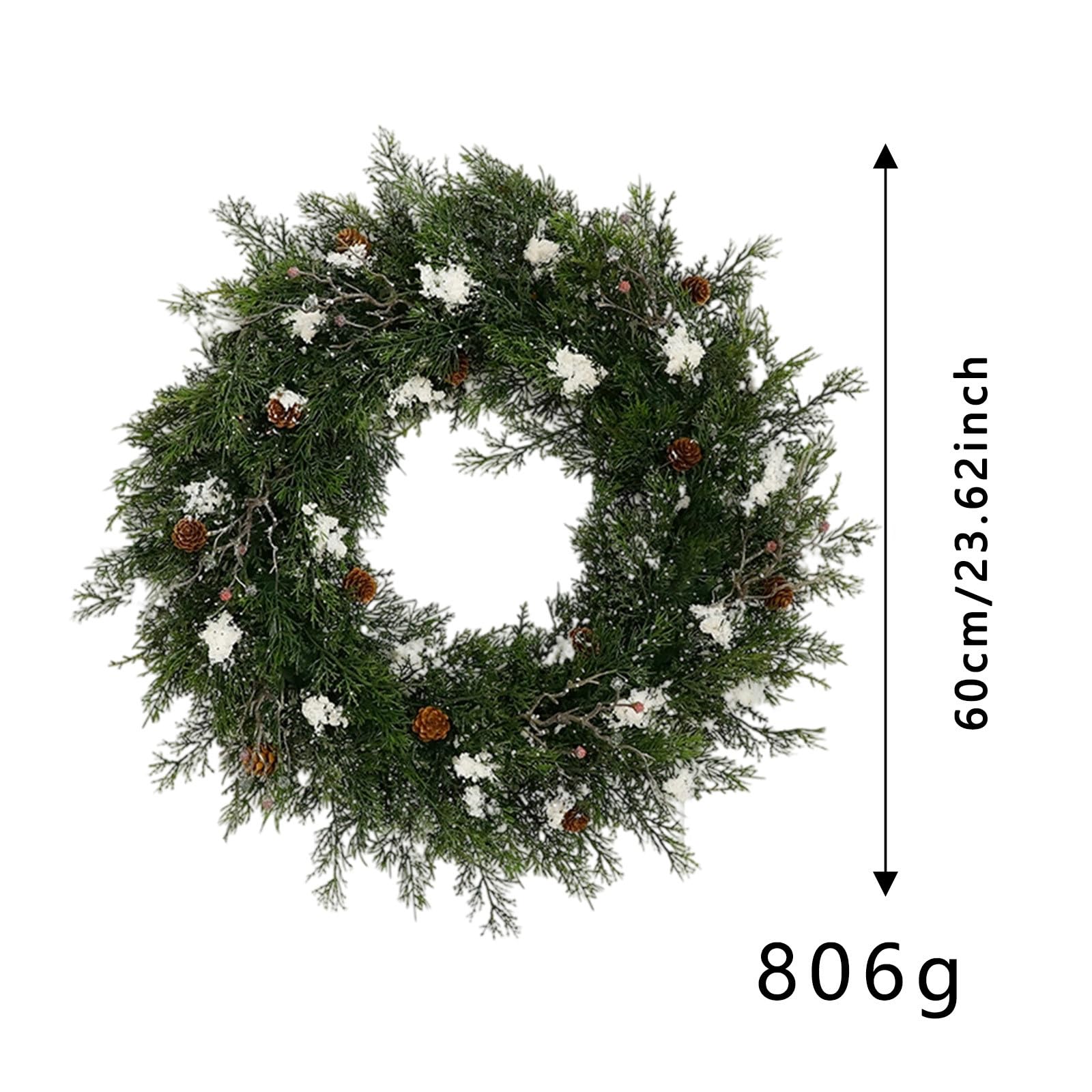 Weihnachtskränze Für Haustür,24 Zoll Tannenkranz,Tür Weihnachtskranz Mit Stechpalmenblättern,60cm Künstliche Weihnachtskranz Winterkranz Für Outdoor Indoor, Riff, Fenster, Wand, Weihnachtsdekoration