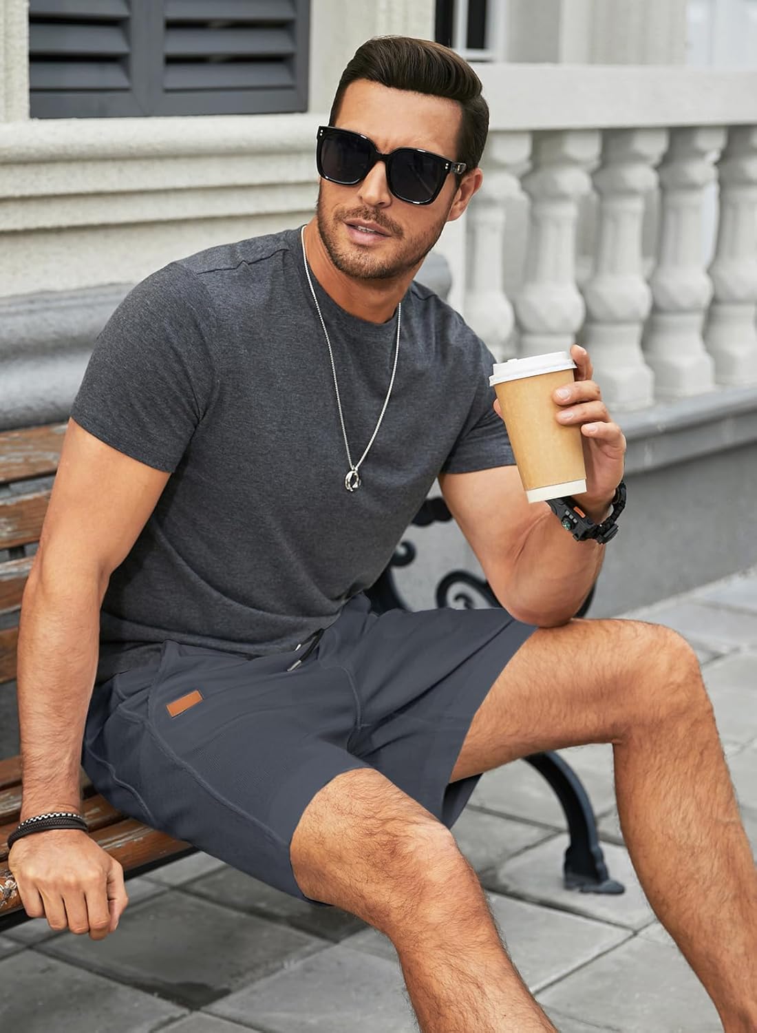 JMIERR Men's Casual 5"/ 7" Shorts Waffle Elastic Waist Drawstring Workout Running Jogging Beach Sweat Shorts with Pockets - Image 7