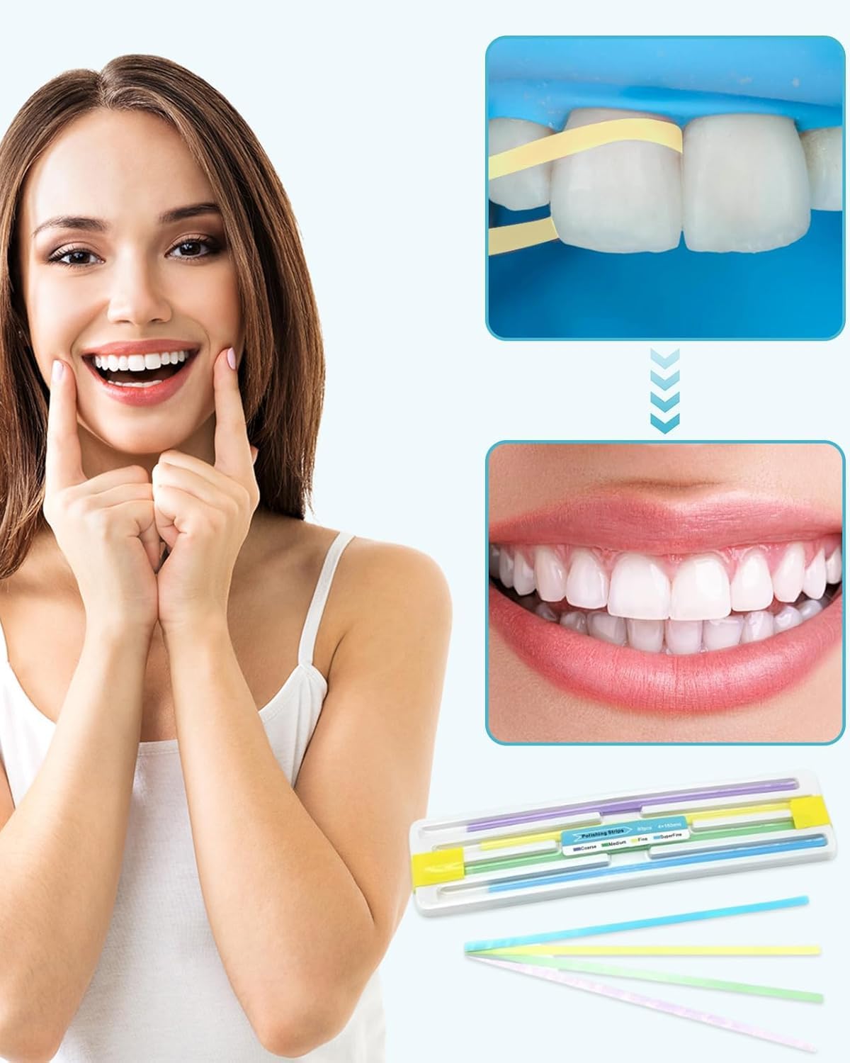 Papel de Lija Dental para Pulir Dientes Kit de Herramientas Resistente Limpieza Profunda Higiene Oral (60 Piezas)