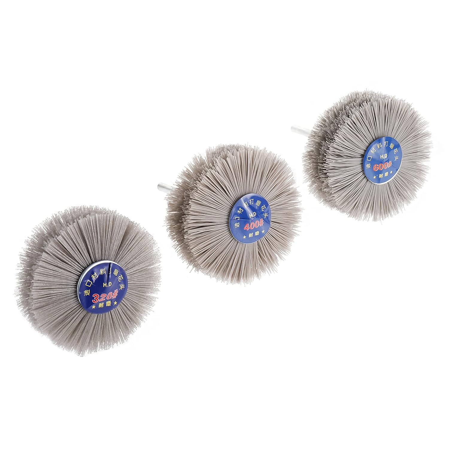 Patioer 3Pcs 3.27 inch Abrasive Nylon Wheel Brushes 320# 400# 600#, 1/4inch Shank Abrasive Grinding Head for Woodwork Polish Grinder: Industrial & Scientific