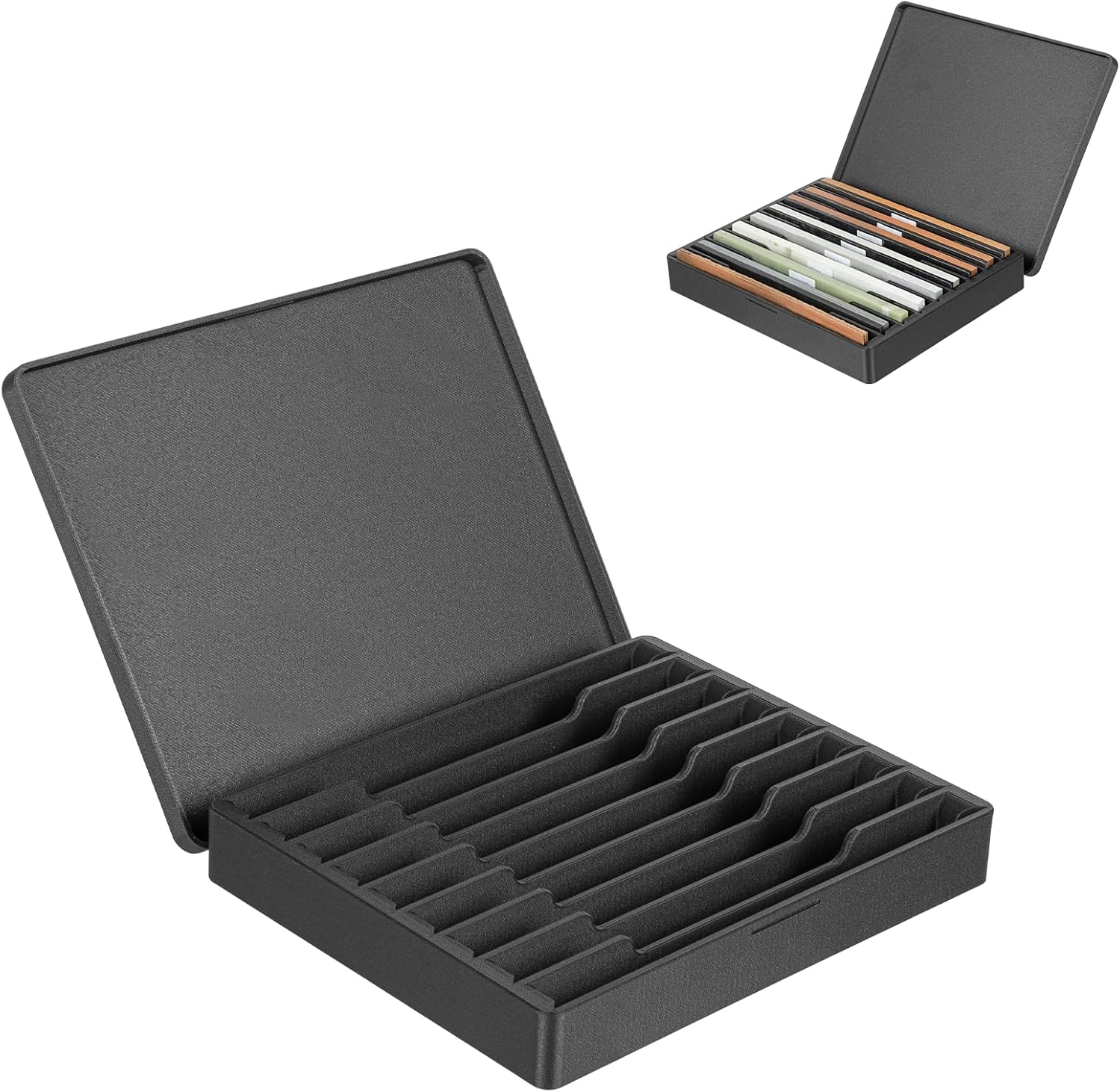 Whetstone Case compatible with Ruixin | 6"x1" Knife Sharpening Stone Organizer | 9-Piece Holder compatible with Ruixin-Style Sets | Universal Stone Storage/Holder
