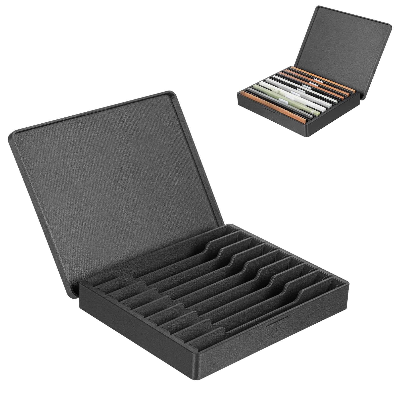 Whetstone Case compatible with Ruixin | 6"x1" Knife Sharpening Stone Organizer | 9-Piece Holder compatible with Ruixin-Style Sets | Universal Stone Storage/Holder