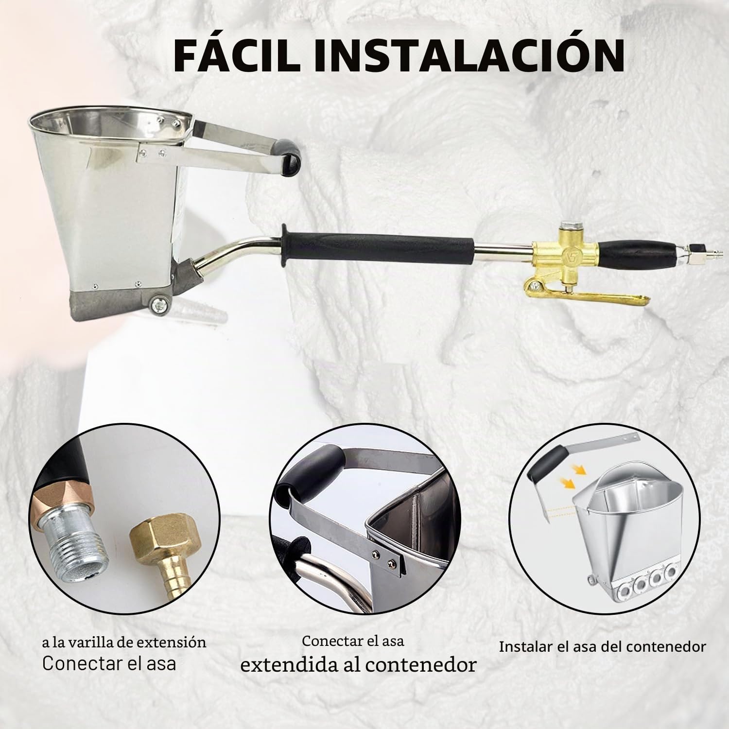 Pistola pulverizadora de 4 chorros, 3,5 L, mortero neumático de cemento Hopper para lechada, pistola de cemento, máquina de enyesado, para paredes y techos, herramienta de pintura