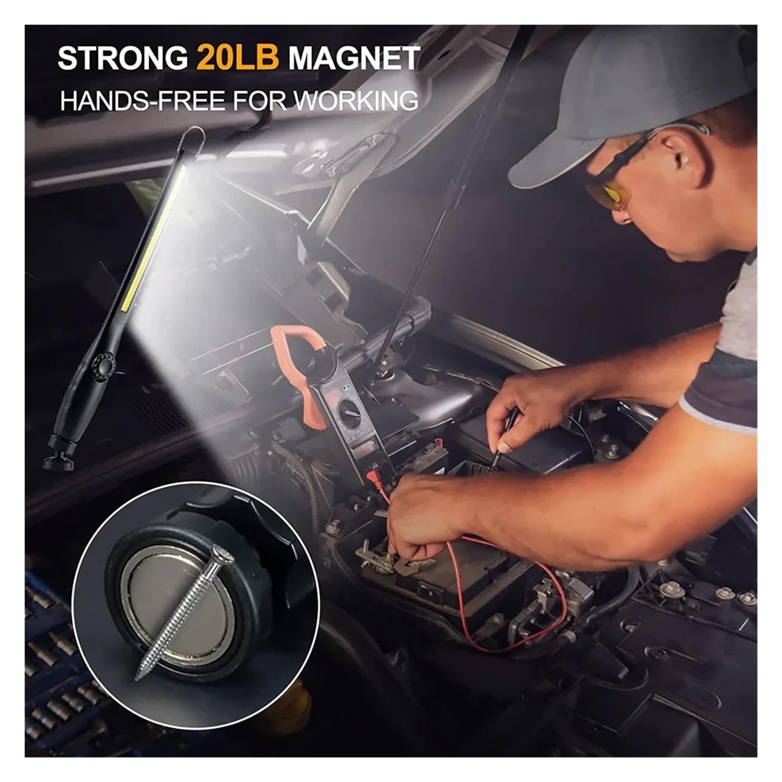 Linterna LED De 1 A 5COB +, Luz Trabajo Magnética, Recargable por USB, Inspección, Lámpara Reparación Coche Y Camping IluminacióN Brillante