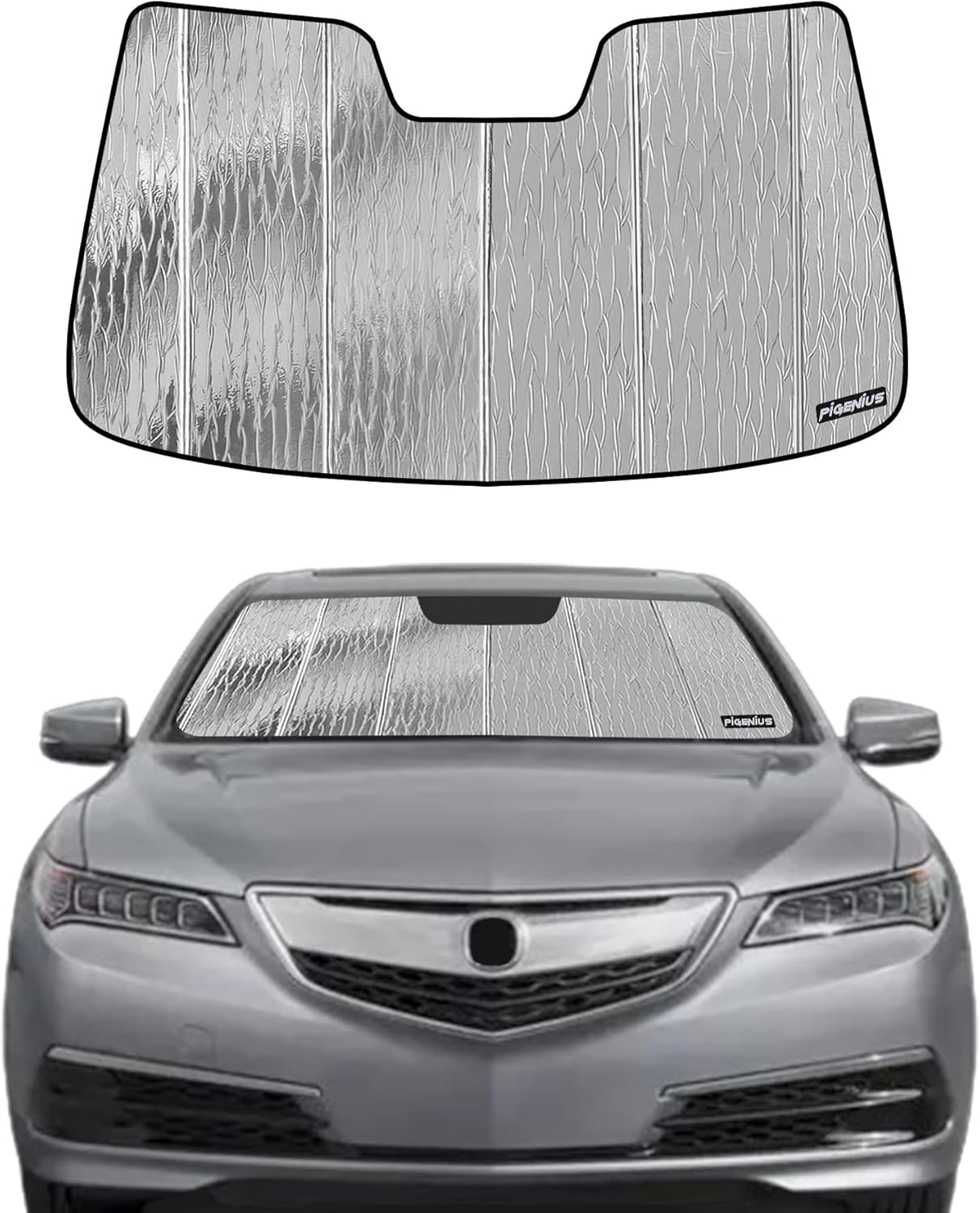 Windshield Sunshade for Acura TLX 2015-2020 (with Mirror Camera), Reversible Silver/Black