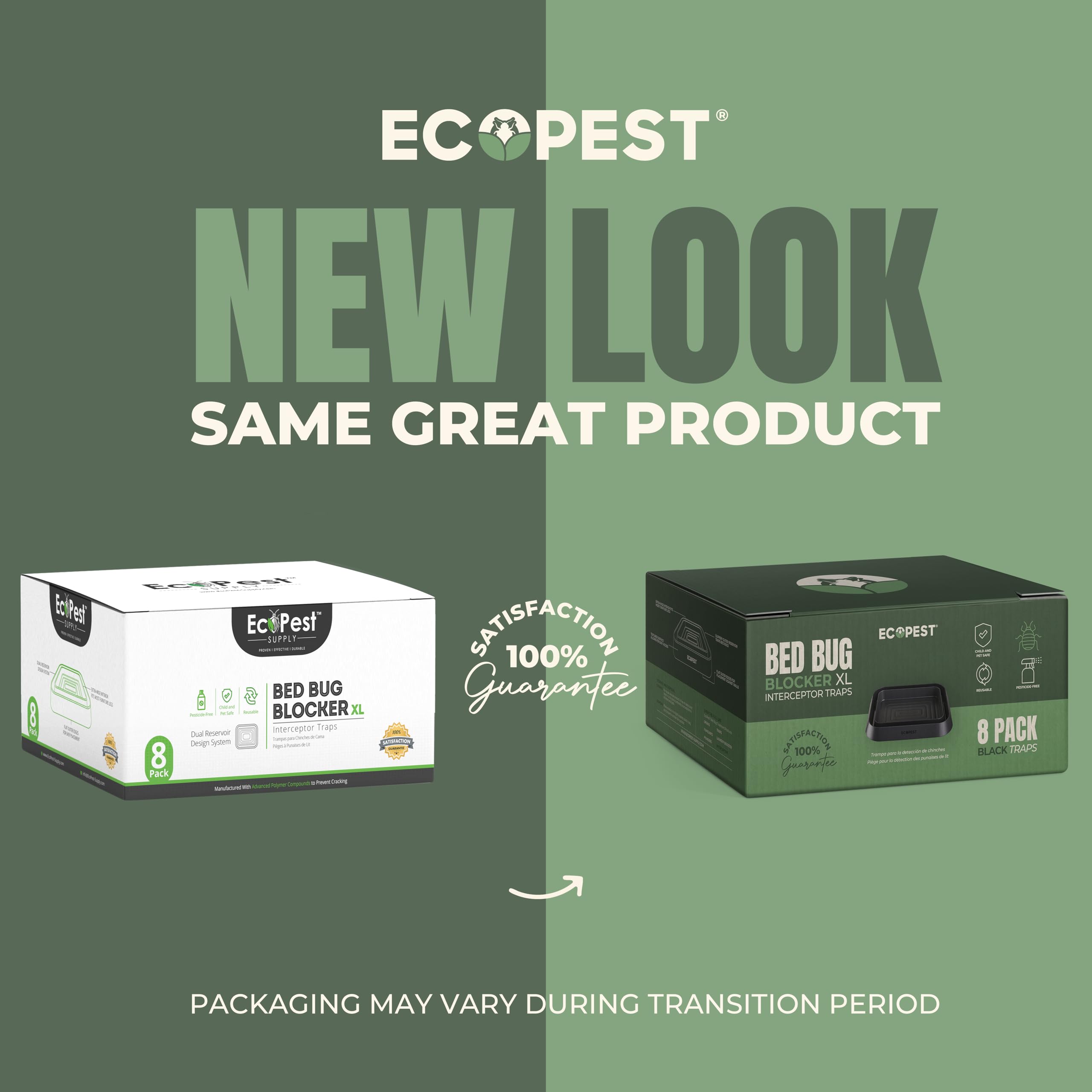 ECOPEST Trappole per Cimici dei Letti – Confezione da 8 | Bed Bug Blocker (XL) Trappole Intercettatori (Nera) | Monitor, Rilevatore e Trappola della Gamba del Letto (Extra Grande)