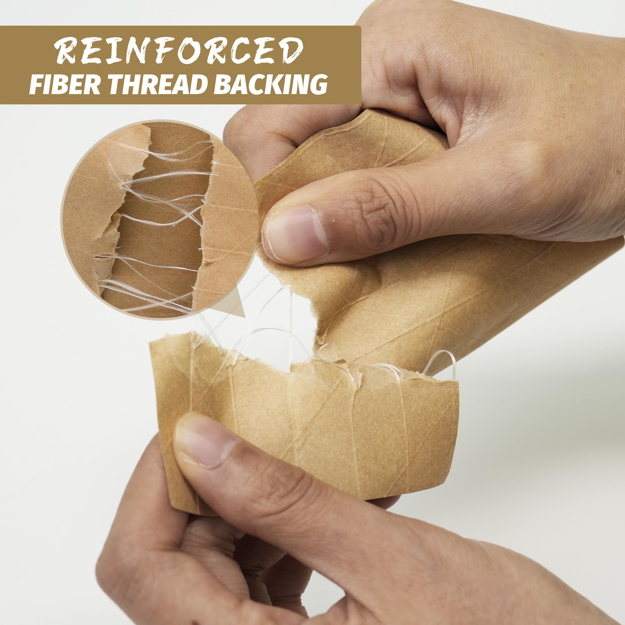 TAPEBEAR Cinta Gomizada Reforzada Activada con Agua, 50mm x 50m, Papel Kraft | Cinta de papel kraft ecológica biodegradable marrón para sellado de seguridad, embalaje y envío resistentes, 3 rollos