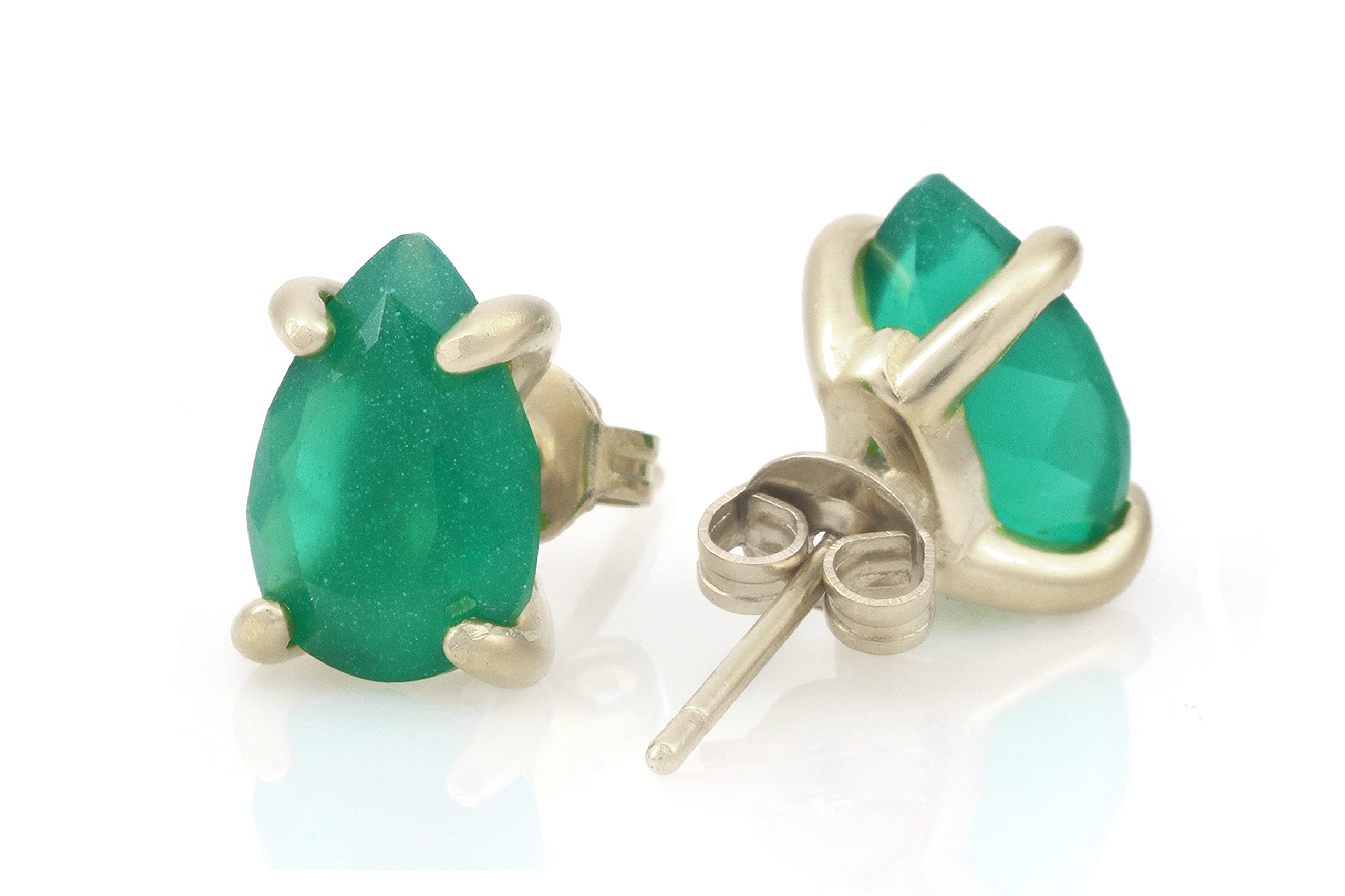 Carino Orecchini Onice Verde - Orecchini Vibranti a Forma Pera - Orecchini a Perno Pietre Gemme Lavorate a Mano, Orecchini Regalo, Orecchini per Tutti i Giorni - Gioielli Personalizzabili per Donne