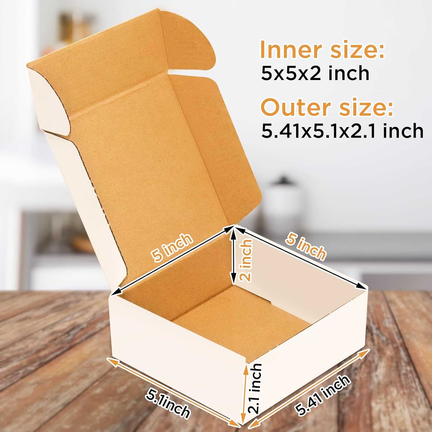 Corrugated Mailer, Pack of 50, Small Shipping Box, White box (5X5X2)