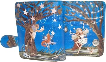 Shag Wear Fairy Forest Small Wallet for Women and Girls with Enchanted Woodland Theme, Blue 4.5"