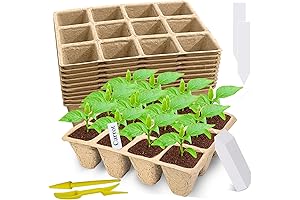 10-Pack: 120-Cell Seedling Starter Trays Biodegradable Peat Pots for Seedlings, Organic Germination...