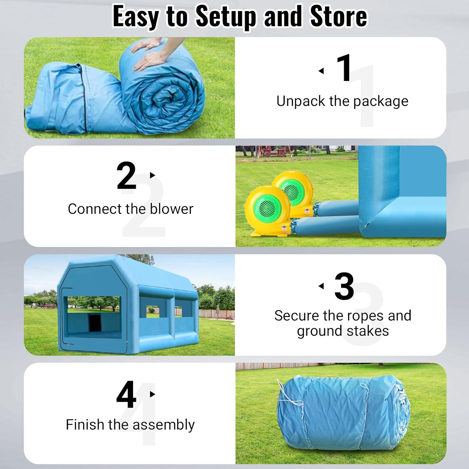 Inflatable Paint Booth for Car 28x15x10FT Portable Spray Booth Tent with 1100W + 480W Dual Blowers Air Filter System for DIY Spray Car Truck Motorcycle Garage Furniture Part Painting
