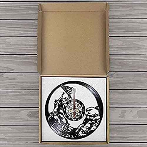 Miniatura 3 de Marines Raising The Flag On Iwo Jima Wwll - Reloj de pared con diseño de bandera de los Estados Unidos Ww2 reloj de vinilo contemporáneo de soldados