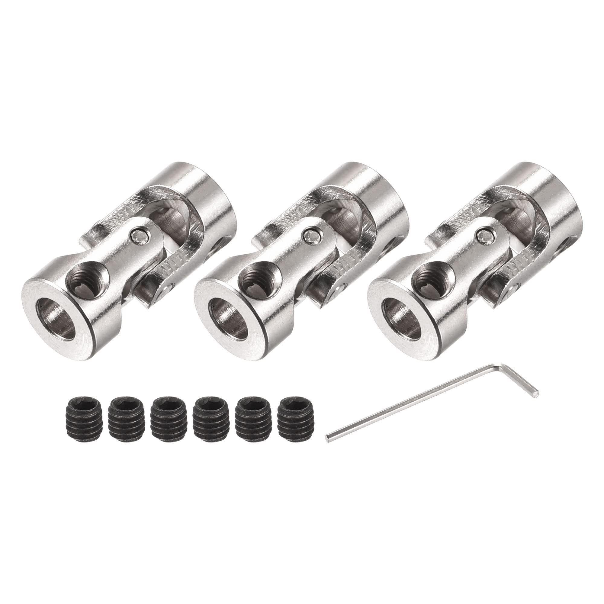 sourcing map 5mm to 5mm Inner Dia Rotatable Universal Joint Shaft Coupling L23 x D11 with Screws and Wrench for RC Model Pack of 3