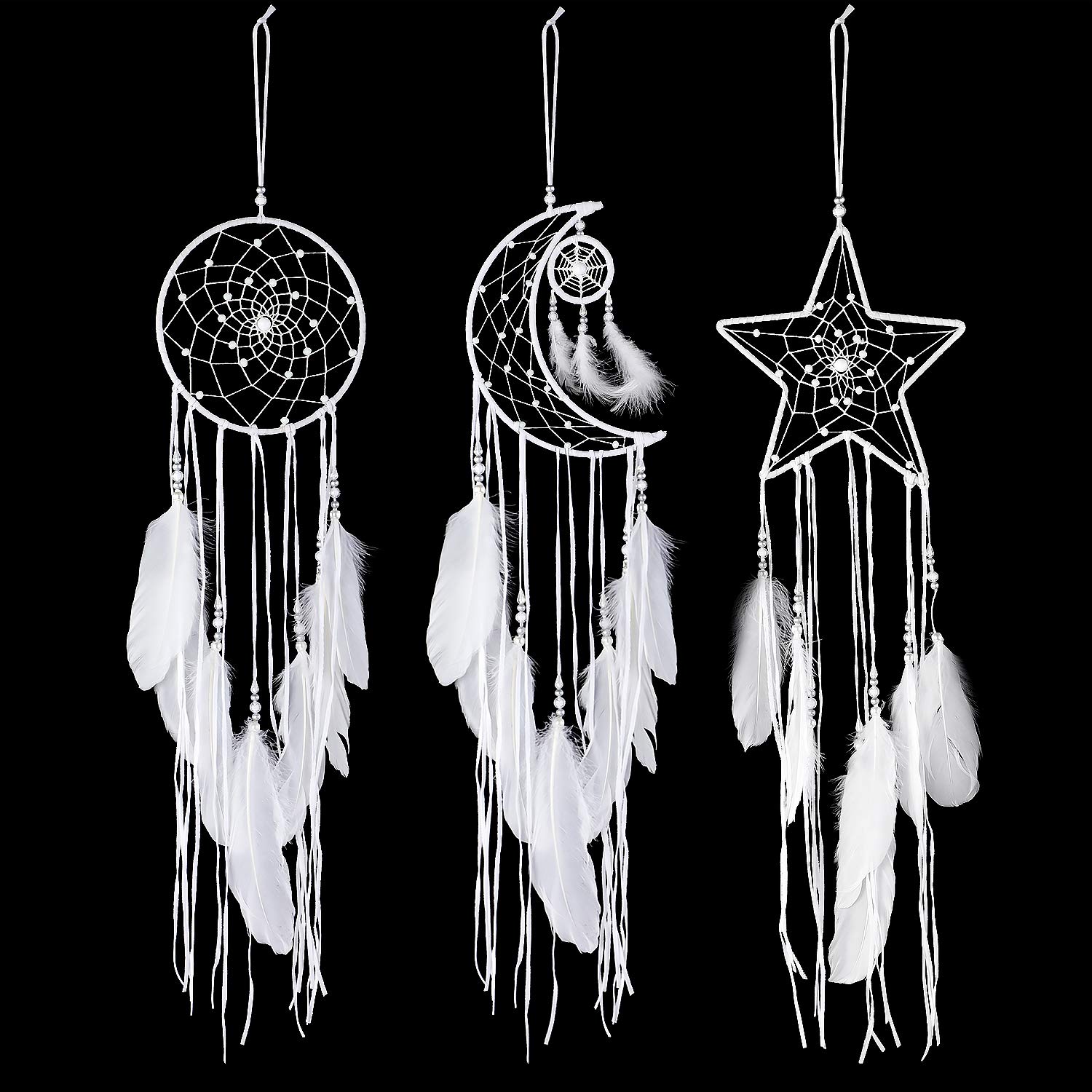 Attrape-rêves lune et étoile pour une décoration de chambre bohème