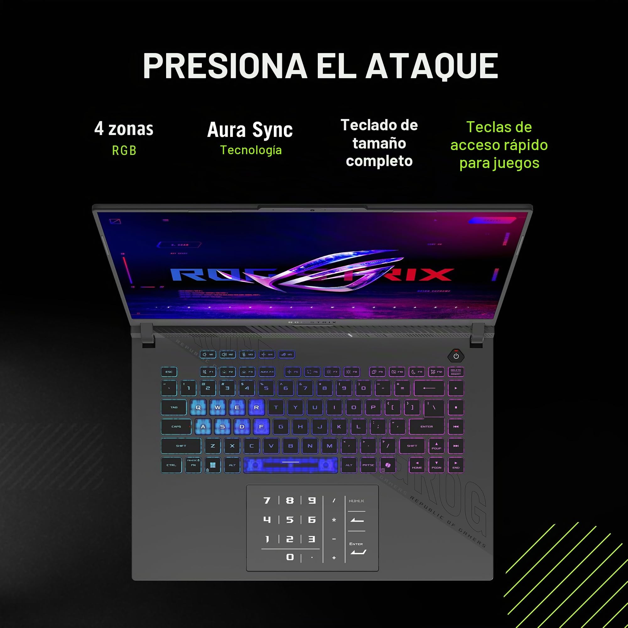 ASUS ROG Strix G16 (2025), 16" ROG Nebula 16:10 2.5K 240Hz/3ms, NVIDIA GeForce RTX 5070, AMD Ryzen 9 9955HX, 32GB DDR5-5600, 1TB PCIe Gen 4ª generación SSD, Wi-Fi 6. E