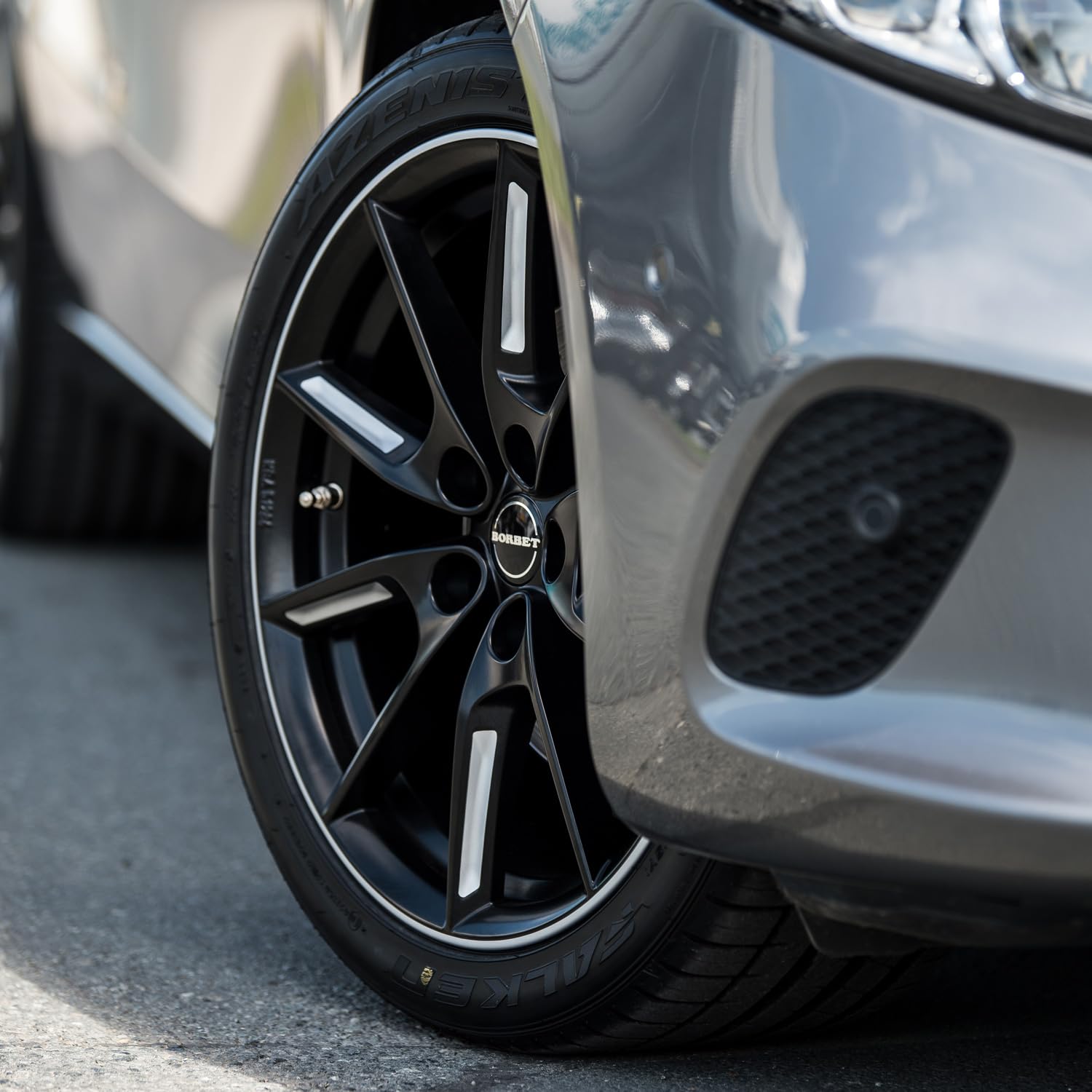 4x Borbet Felgen LX19 8.0x19 ET50 5x108 black matt silver spoke rim kompatibel mit Ford C-Max Edge Focus Galaxy Kuga Mondeo S-Max