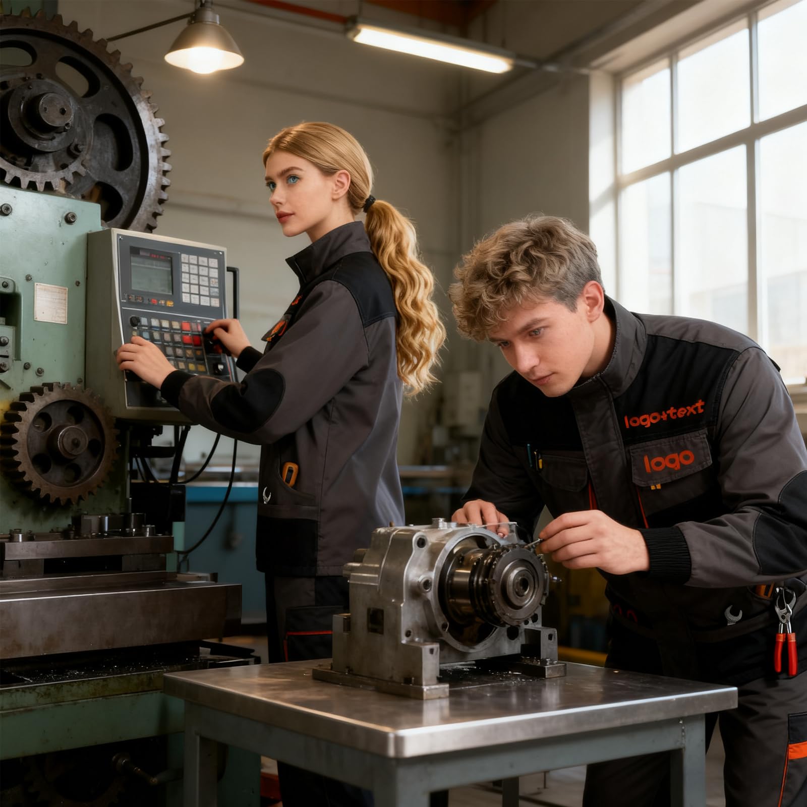Męska kurtka robocza z nadrukiem z niestandardowym logo, wiele kieszeni, płaszcz użytkowy dla mechanika, stolarza, mundur zespołu budowlanego