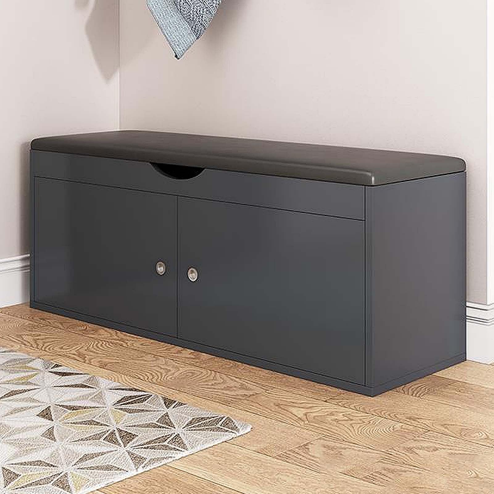 LWJSOCP Stylish Entryway Hall Bench with PU Leather at Clod Storage Shoe Organizer Perfect for Living Room and Shoe Changing Stool