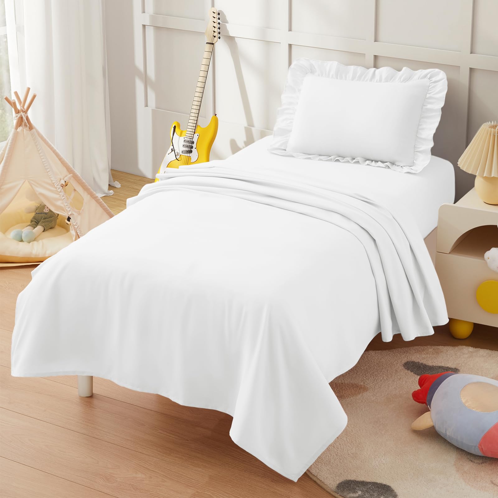 KKJIAF 3 Piece White Toddler Sheet Set