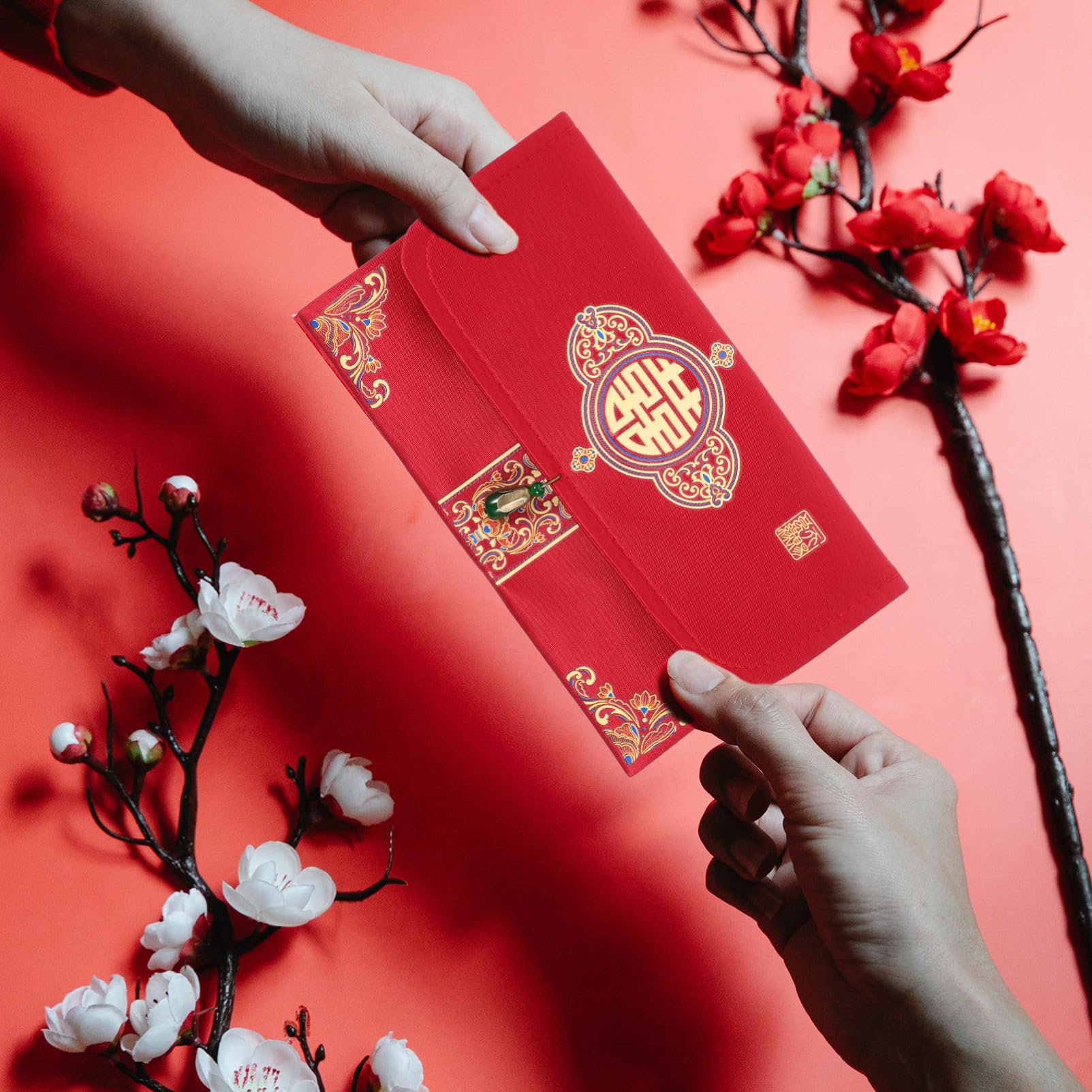 Lurrose Busta Rossa Tradizionale Per Matrimonio Broccato Busta Per Soldi Di Fidanzamento Elegante Per Cerimonie Nuziali Portafortuna e Regali Design Resistente e Stabile Confezione
