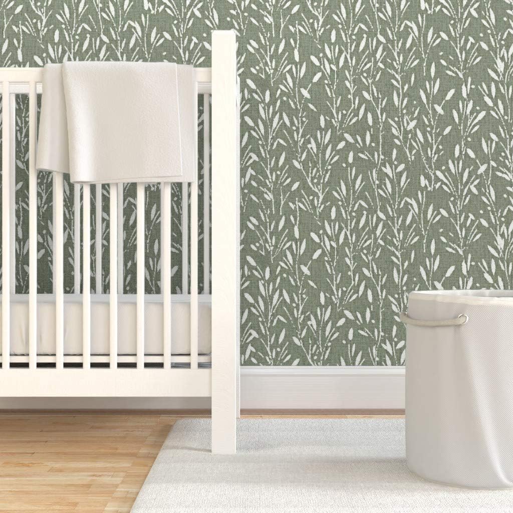 Removable Wallpaper Swatch - Olive Grove Green Nature Plant Leaf Botanical Rustic Shabby Chic Cottage Modern Home Custom Pre-Pasted Wallpaper by Spoonflower