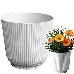 Cachepô Talin Branco 2,5L 16cm x 15cm de Polipropileno Duro e Resistente, Compativel com Sistema Autoirrigável - Vaso Decorativo Elegante para Plantas - Top Garden