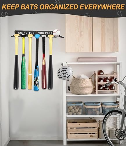 Miniatura 6 de Estante organizador para bates de béisbol y sóftbol, equipo para almacenamiento, estante colgante para murciélagos, soporte de pared de béisbol,