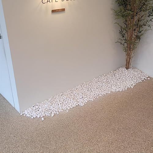 Miniatura 7 de Grava natural blanca BOMCHAN de 20 libras para paisajismo (4 veces lavadas) guijarros para plantas, piedras decorativas para jarrones de jardín,