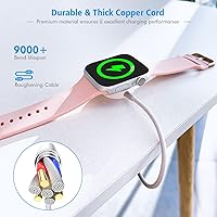 Vista 5 de Compatible con cargador rápido de reloj inteligente de 3.3 pies, cable de carga iWatch con cargador de pared USB, enchufe de viaje para cable