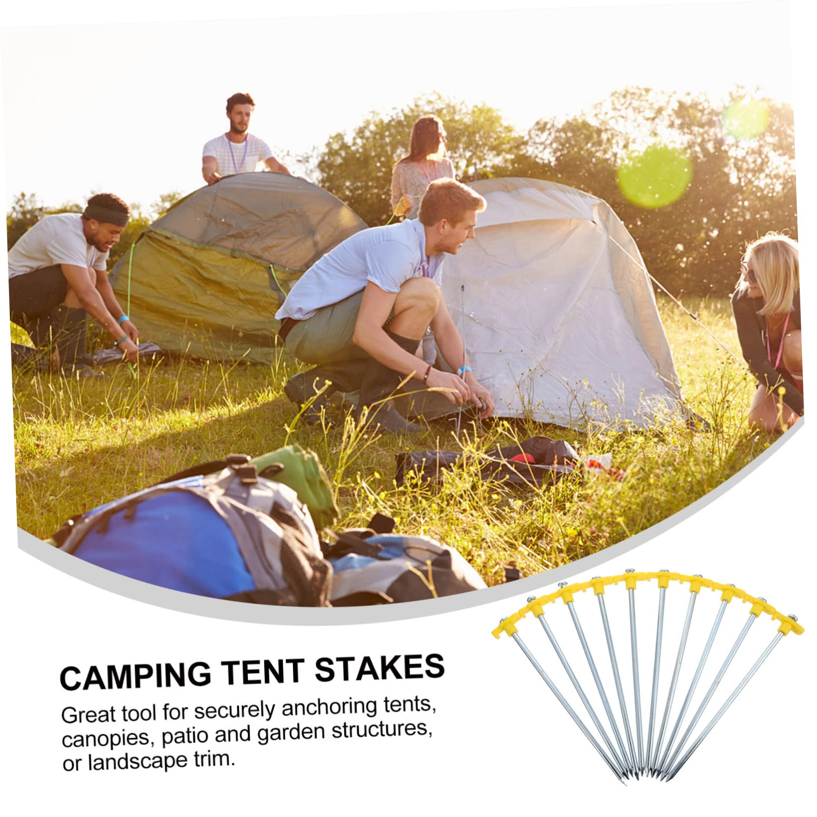 10Pièces Piquets de Tente Longs et Épais pour Camping Fixation Robuste et pour Tentes Plein Air