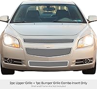 Vista 3 de APS Rejilla de malla cromada de acero inoxidable premium compatible con Chevy Malibu 2008 2009 2010 2011 2012 parachoques inferior superior