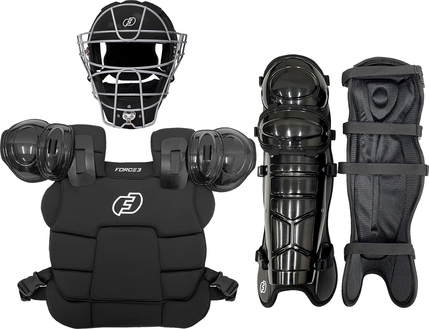 FORCE3 Ultimate Umpire Defender Helmet Set (Black, 16.5