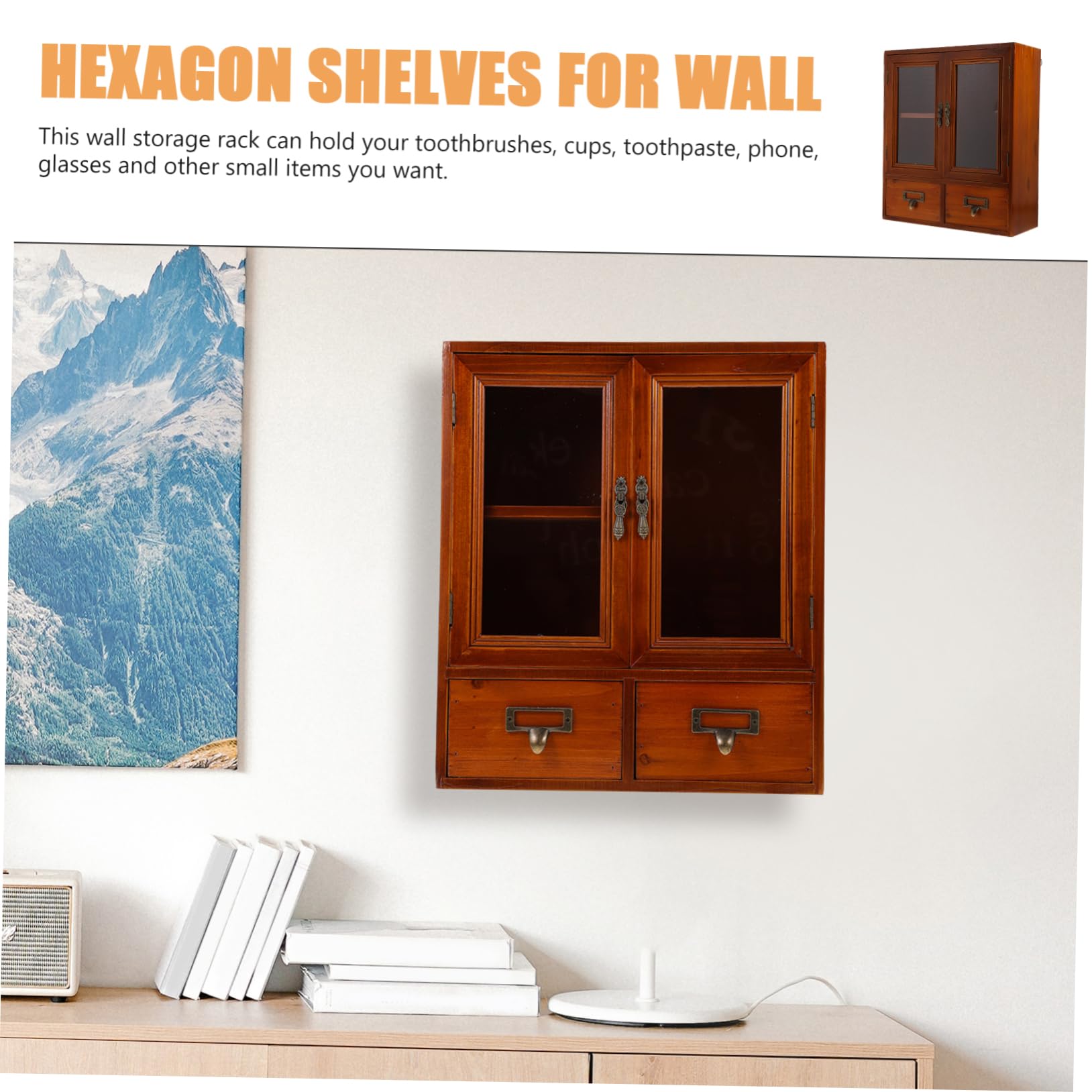 KICHOUSE Wandschrank Holz mit Zwei Türen Niedriger Aufbewahrungsschrank für Wohnzimmer Rustikaler Vintage Stil Multifunktionales Design für Zuhause