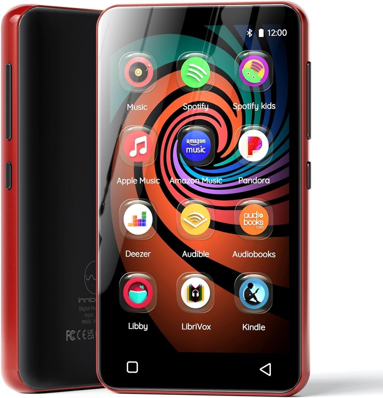 innioasis 160GB MP3 Player with Bluetooth and WiFi, Android Music Player with Spotify,Amazon Music,Pandora,4" Full Touch Screen MP3 Player with Audible,Libby,Audiobooks (Black_Red)