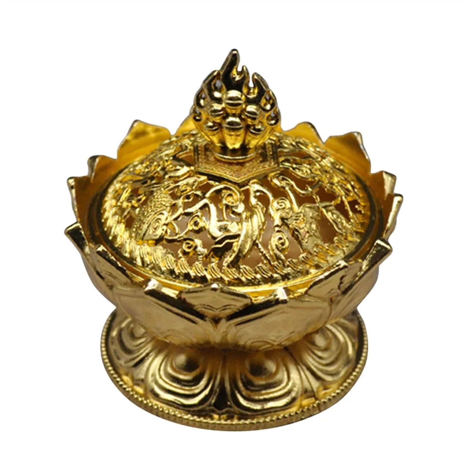 Incense Holder Lotus Flower Incense Burner Buddhism Buddha Holder Brass Mini Sandalwood Censer Metal Craft Home Decoration Teahouse