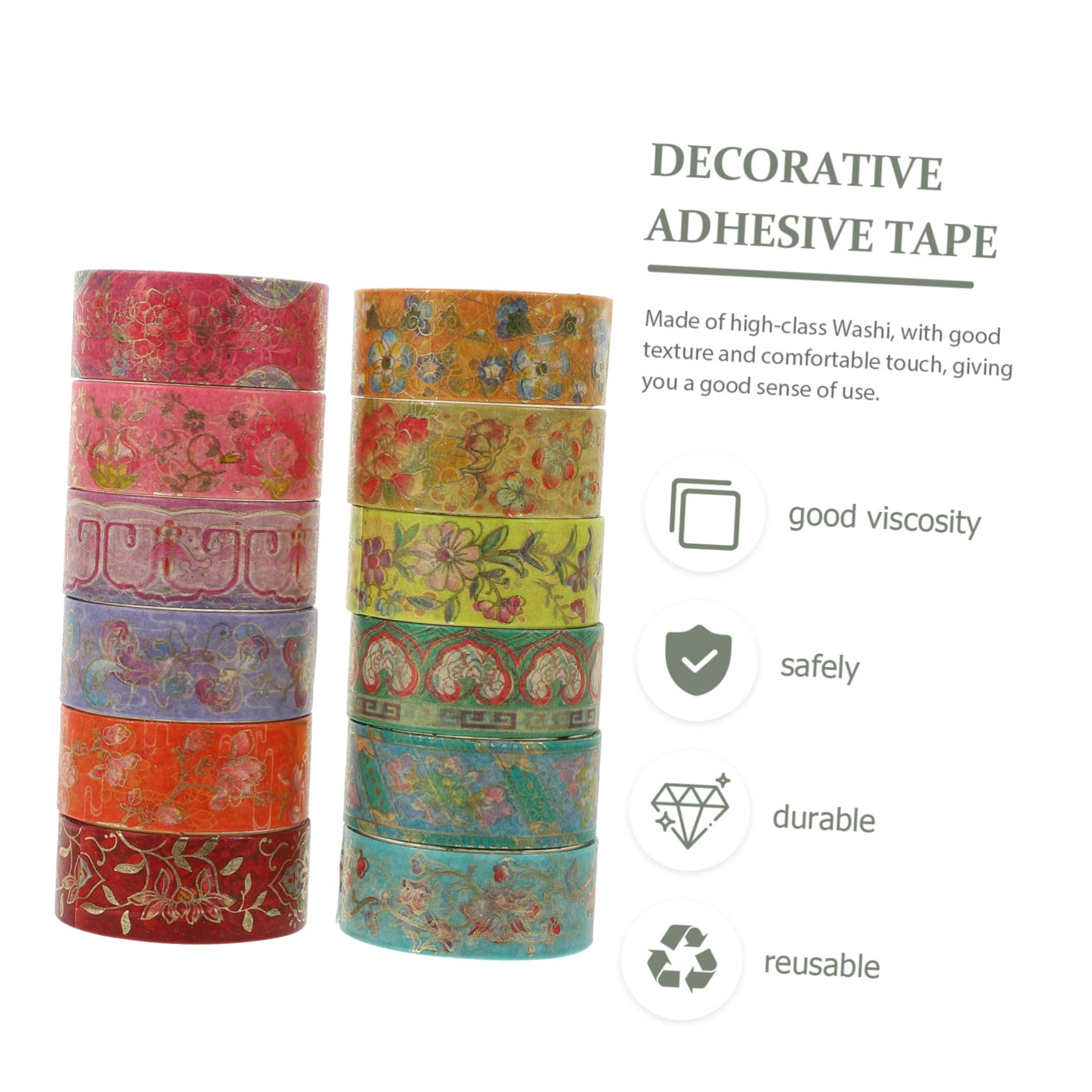 Lurrose 48 Rollos Bolsillo y Papel Etiqueta Engomada del Álbum Bricolaje Cintas Bricolaje Diario Cintas Washi Decorativas Suministros para La Fiesta Las Flores