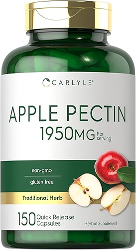 Carlyle Pectina de manzana 1950 mg 150 cápsulas Suplemento a base de hierbas sin OMG y sin gluten