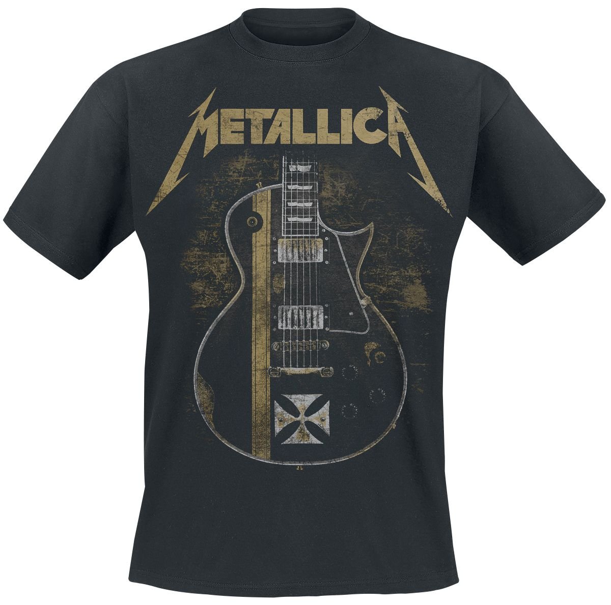 Générique Metallica Hetfield Iron Cross Guitar Unisexe T-Shirt Manches Courtes Noir Regular/Coupe Standard