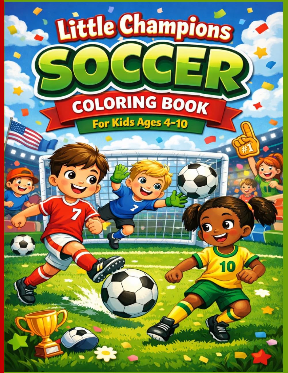 Little Champions Soccer Coloring Book for Kids Ages 4-10: Fun and Easy Soccer Coloring Pages for Boys and Girls | Players, Goals, Balls, Training & Game Day Scenes