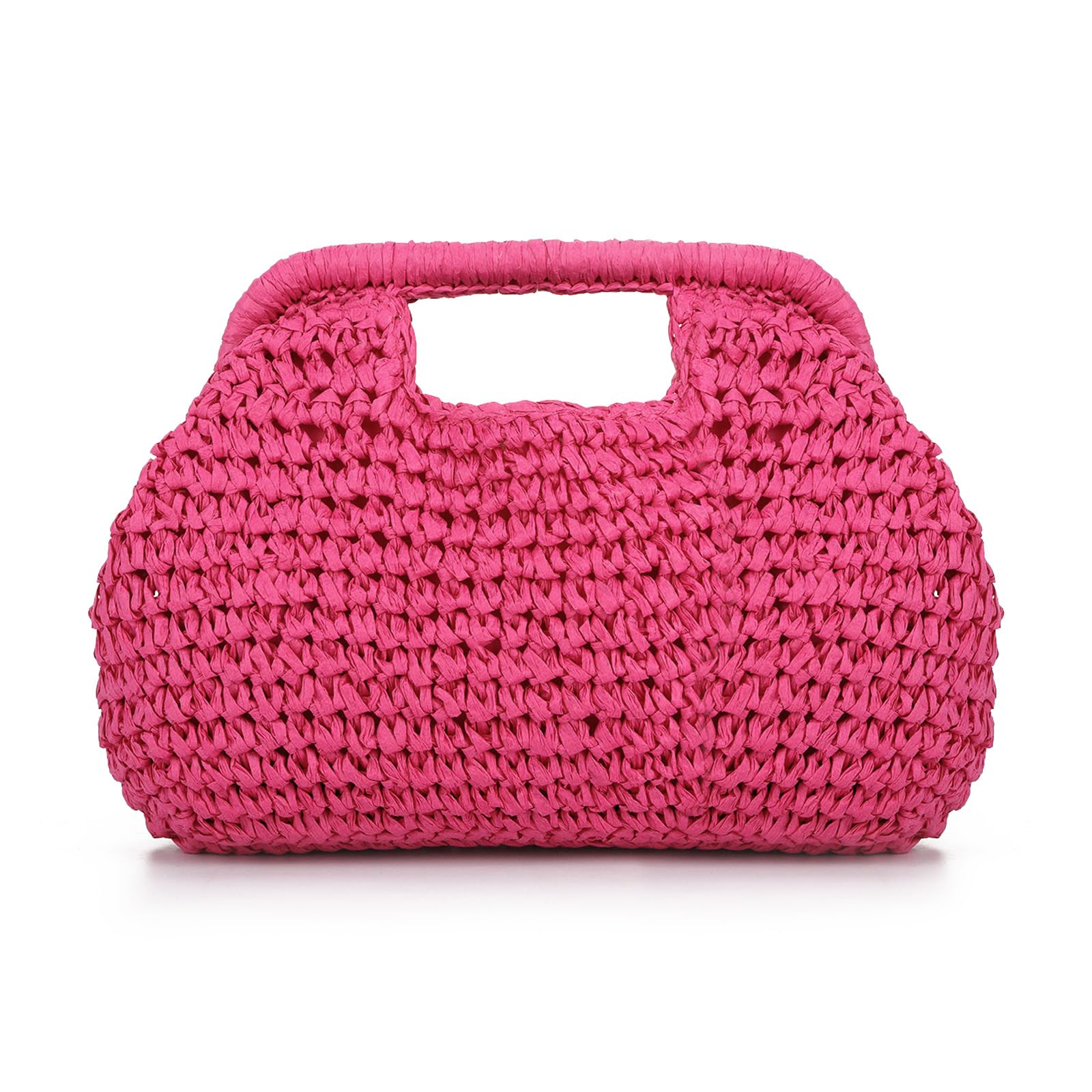 EVEOUT Pochette en Paille Tressé Femme Clutch de Fête Soirée en Faux Raphia avec Chaîne été Boho Chic Sac à main Tissé pour Plage,Vacances
