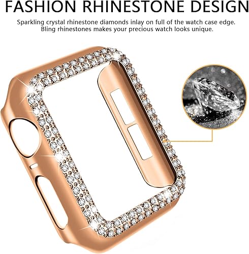 Miniatura 4 de adepoy - Carcasa para Apple Watch con protector de pantalla y cristales brillantes, protección completa para iWatch Series 654321 SE