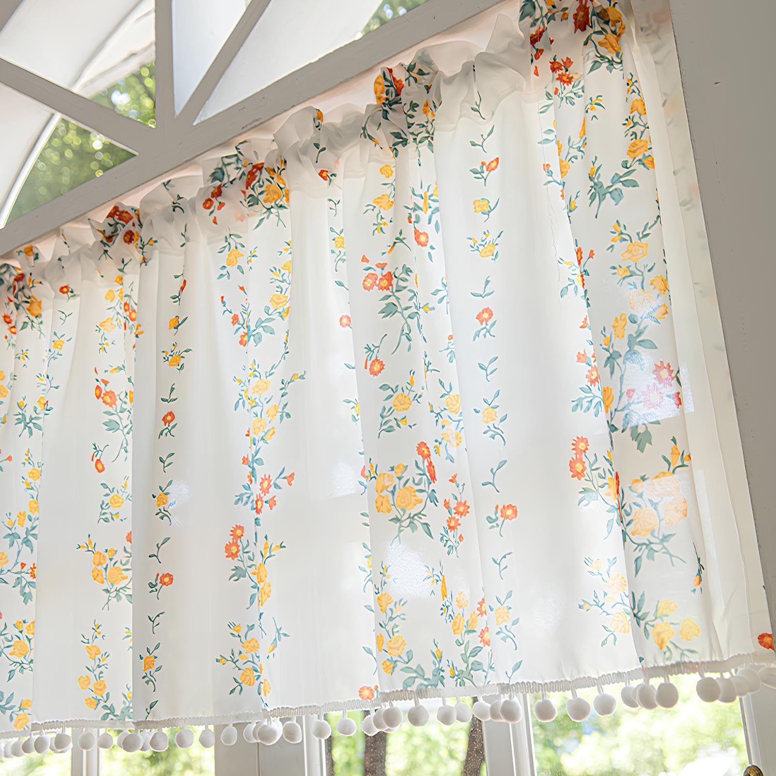 Voile Tende Corte per Piccola Finestre, Tenda Mezza Cucina Moderne, Semitrasparenti Tendina con Tasca per Bagno e Camera da Letto(W200xH120cm(W79xH47in))