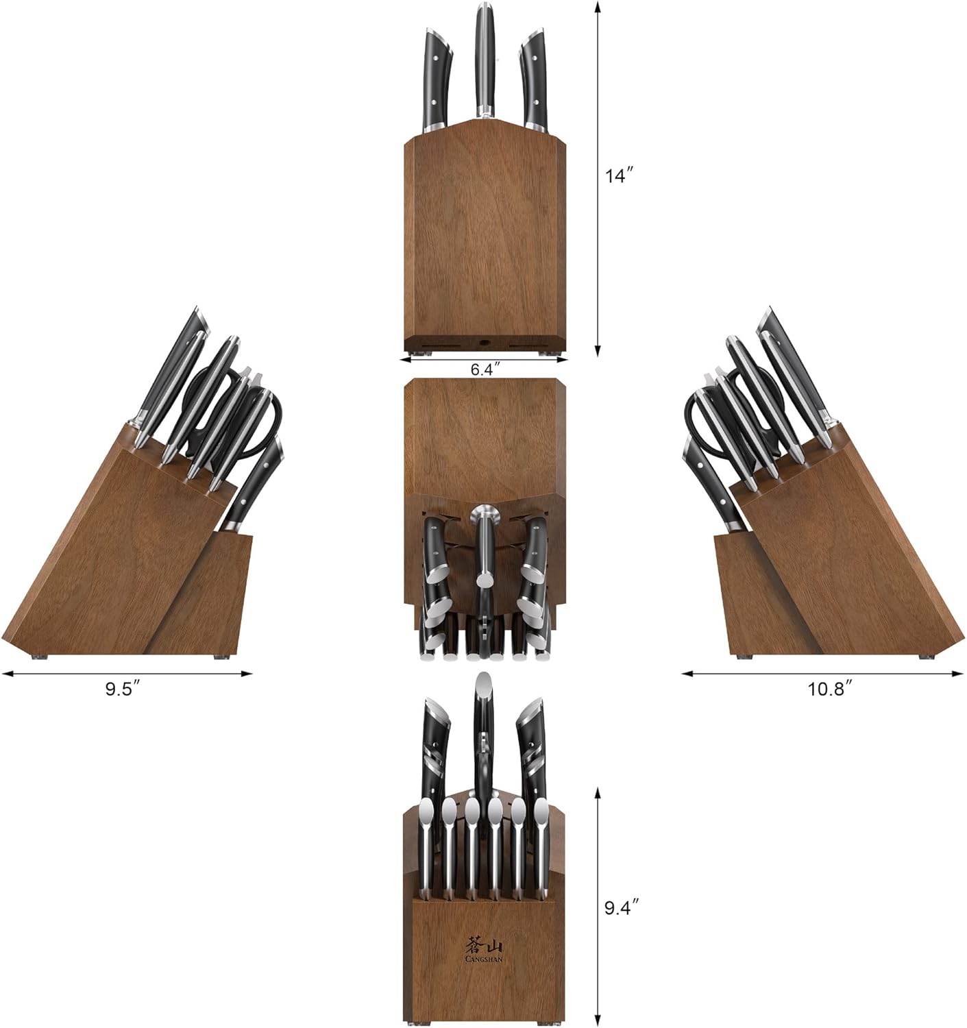 Cangshan HELENA Series German Steel Forged Knife Block Set (17-Piece, Black) - Image 3