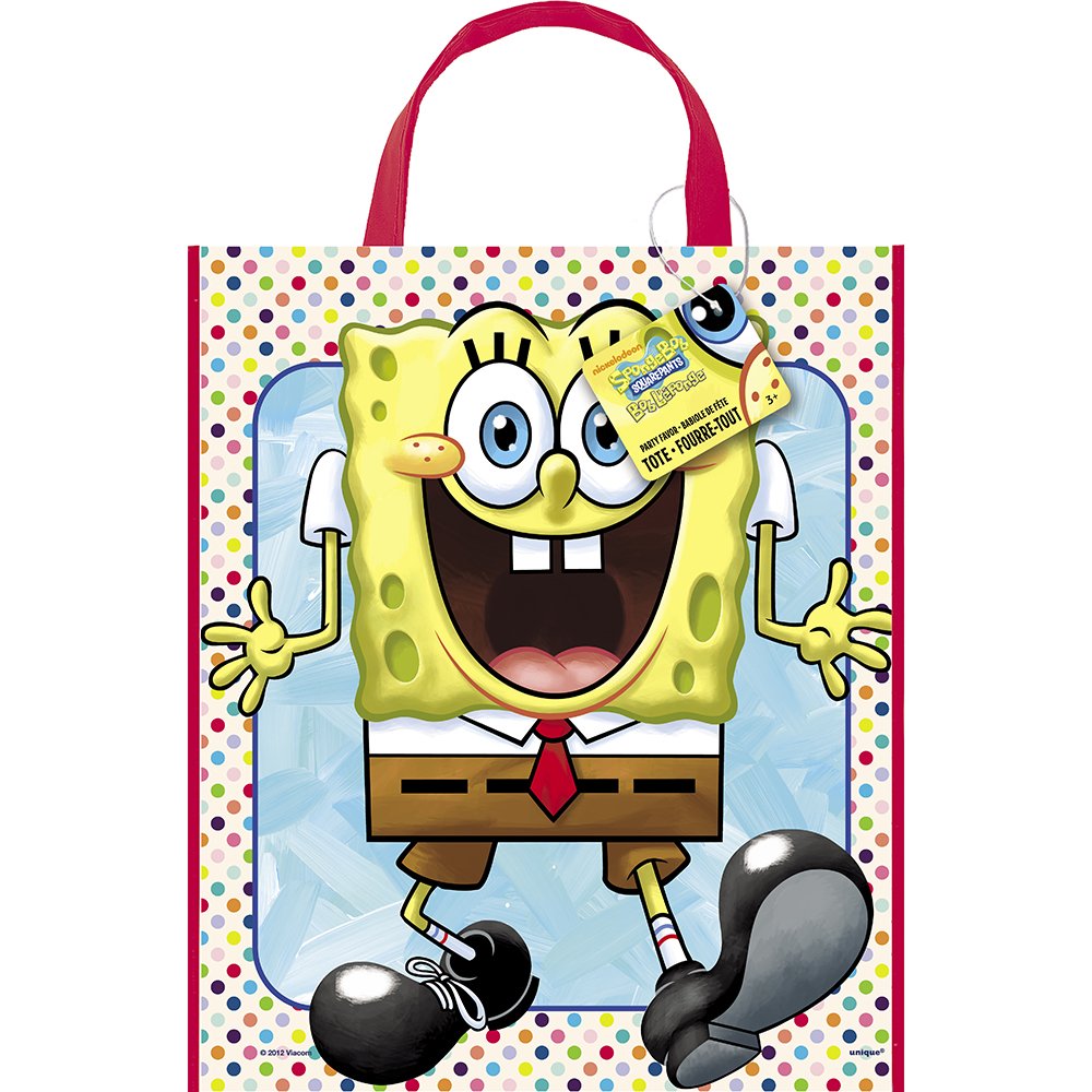 Large Plastic SpongeBob SquarePants Goodie Bag, 13 x 11"